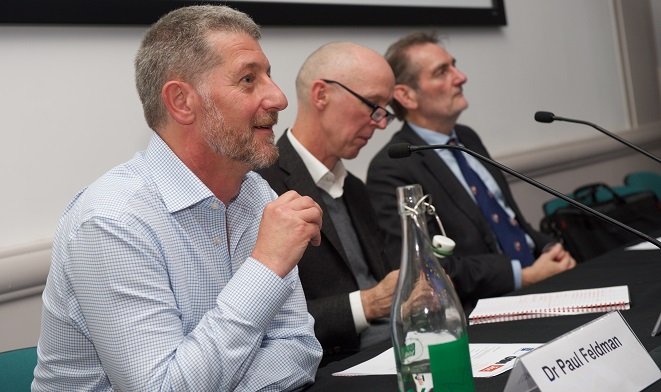 Paul Feldman, John De Pury and Professor Sir Ian Diamond during the afternoon session of the Open Data Mashup Day.
