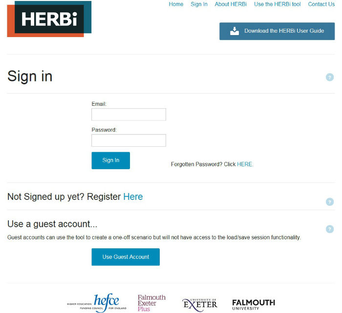 HERBi Login Page