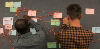 Students gathering ideas at a Summer of Student Innovation event