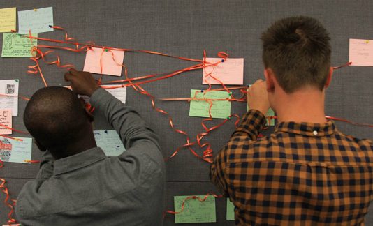 Students gathering ideas at a Summer of Student Innovation event