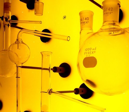Bottles in a lab