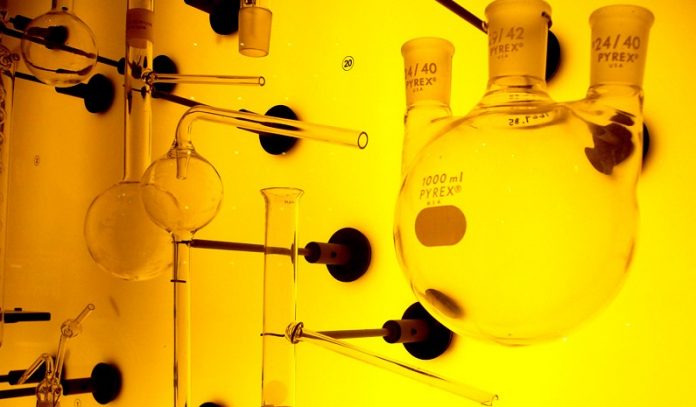 Bottles in a lab