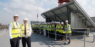 University of Northampton COO Terry Neville at the Waterside Campus topping out ceremony