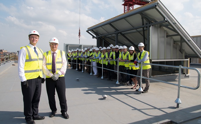 University of Northampton COO Terry Neville at the Waterside Campus topping out ceremony