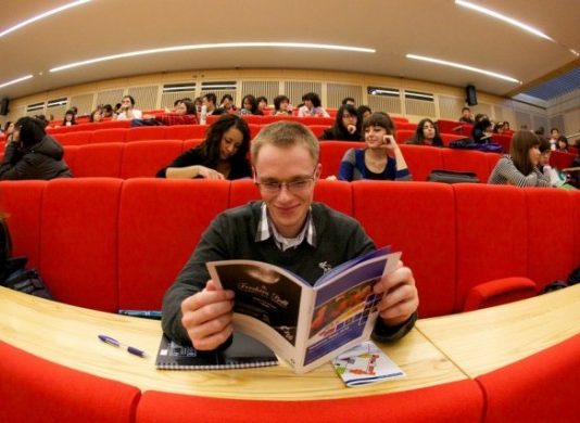 Student in lecture theatre