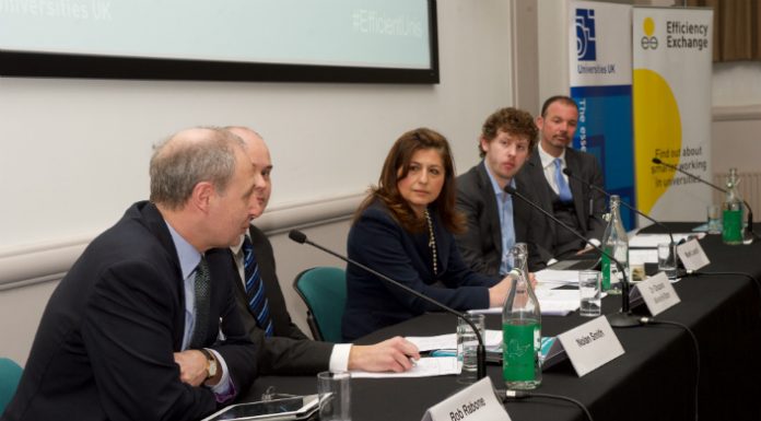 A lively discussion between Bob Rabone, of the University of Sheffield, Nolan Smith of Hefce, Dr Ghazwa Alwani-Starr of AUDE and the University of London's Chris Cobb focused on delivering the efficiency agenda.