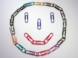 Smiley face made out of paperclips